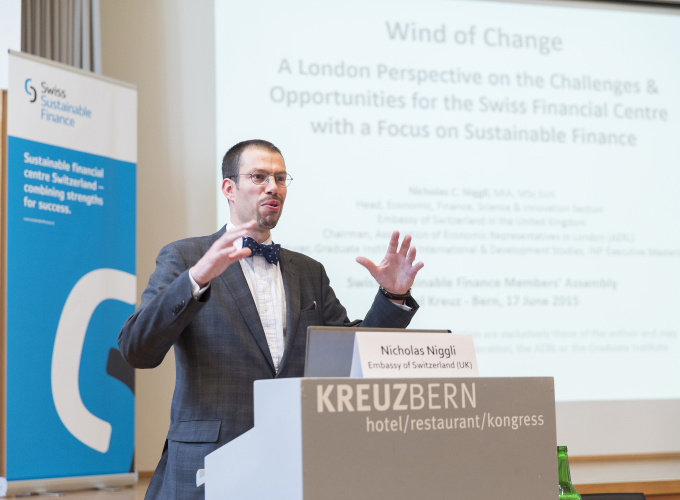 Nicholas Niggli, Swiss Embassy in London, gives his keynote speech