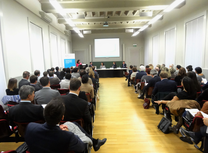 Sabine Döbeli's welcome remarks to a full room